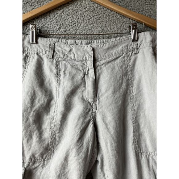 Eileen Fisher Pant 10 Medium Cargo Cropped Straight Zip Gray Lightweight 32 x 22 - Picture 6 of 16